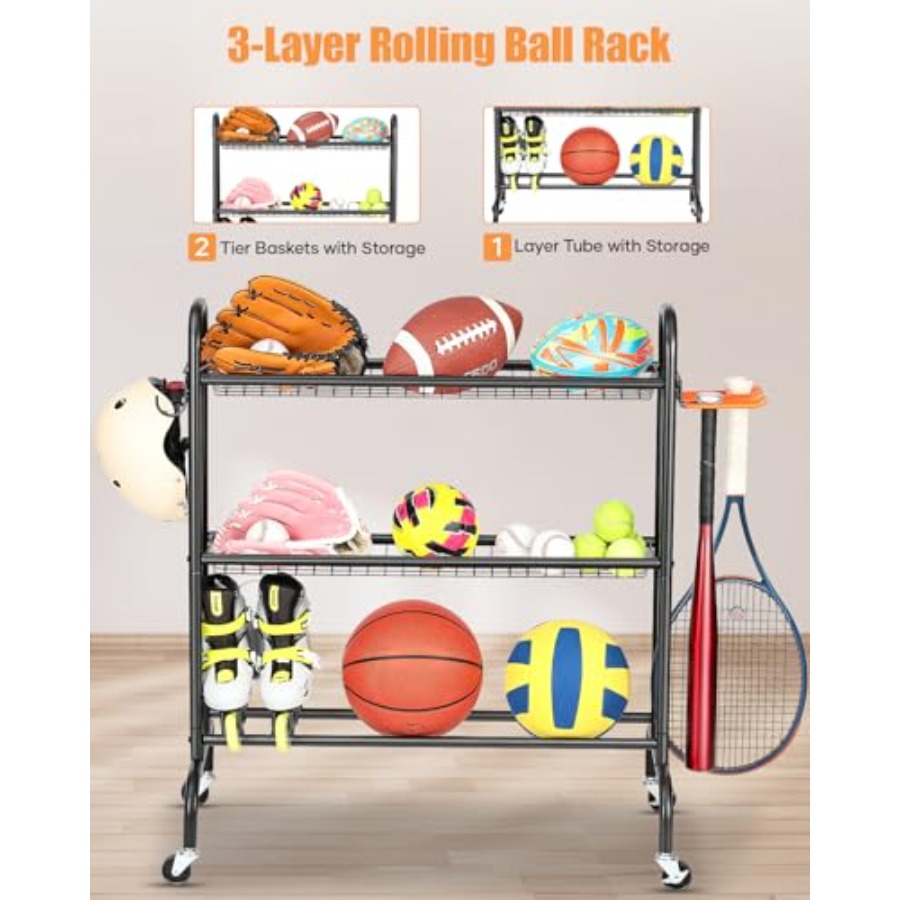 Basketball Rack Rolling Basket - Sports Equipment Basketball recensione e prezzo